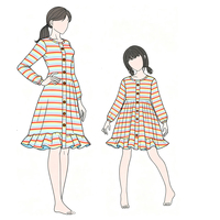 Robe décontractée trapèze à manches longues et boutonnée à rayures colorées pour filles 2025 |   Service OEM de mode pour enfants tendance et douce