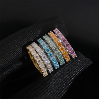 RINNTIN ZF148 Hot Sale Gekleurde Moissanite Ring 925 Sterling Zilver 3mm D VVS Moissanite Diamant Eternity Ring