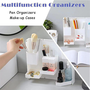 <b>Desktop</b> 3D Foldable Student Stationery Storage Box Multi Layer Pencil Case Office School Supplies <b>Shelf</b> White Gray Blue - Product Image 4