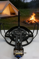 Réchaud à gaz GPL portable à brûleur unique, avec aspiration d'air complète, bouton rotatif, base en fonte haute, coupe-vent et protection contre l'extinction de la flamme, pour usage domestique