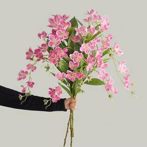 Alta calidad 2 tenedores tela de seda flores de jazmín artificiales <span class=keywords><strong>Malus</strong></span> <span class=keywords><strong>Spectabilis</strong></span> para decoración de boda fiesta hogar centro de mesa - Product Image 1