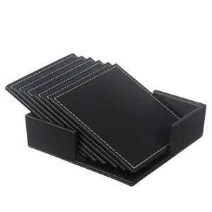 Manufacturers wholesale household products creative square imitation leather coaster waterproof oil insulation tea mat