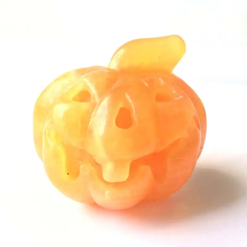 Natural Crystal Carved Polished Orange topaz Pumpkin Halloween Festival Gifts