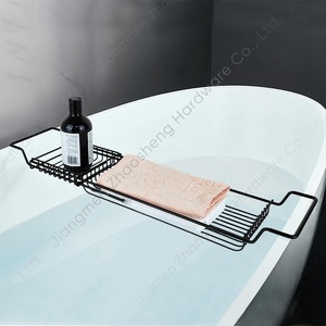 Plateau de baignoire télescopique réglable Shosho en maille métallique noire, simple couche, avec crochets, design minimaliste - Product Image 5