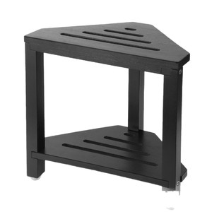 Tabouret de salle de bain en bois Zhengyang, noir, en bois massif, siège de douche d'angle avec drainage, pour usage domestique - Product Image 1