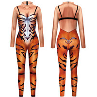 Combinaison de performance européenne-américaine pour hommes et femmes Nouveau Cross-Border Slim Fit Design Imprimé léopard Tight TV Movie Costumes
