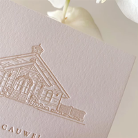 Invitations de mariage personnalisées en papier couché blanc avec logo en relief, double face, dorure à chaud, carte de visite