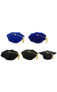 Cappello da Dottore in Velluto di Lusso Personalizzato all'Ingrosso, Tocco da Dottore in Poliestere con Nappa Dorata, Unisex per Studenti Universitari - Product Image 1