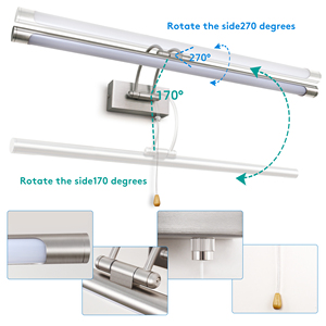 600Mm Tường Ánh Sáng Trang Trí Nội Thất Nickel Hình Ảnh Nghệ Thuật Chiếu Sáng Cho Khách Sạn 12W Không Thấm Nước Phòng Tắm Tường Đèn Gương Đèn Kéo Dây Chuyển Đổi - Product Image 2