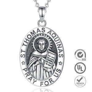 Merryshine S925 plata esterlina amuleto cristiano hombre colgante Vintage Saint ST Thomas Aquinas Collar para hombres - Product Image 3