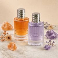 Flacon de parfum en verre vide de luxe rose doré de 100 ml, personnalisé, en forme de cylindre, avec pulvérisateur à sertir, vente en gros Anding Stock