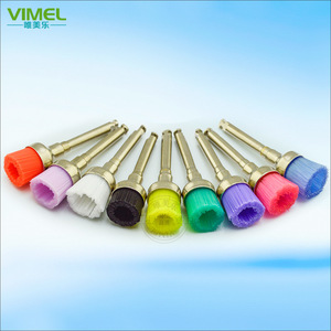 Cepillos de pulido dental Vimel, de nailon, con cerdas en forma de copa, cabeza plana, para máquina curva de baja velocidad, caja de 100 unidades - Product Image 1