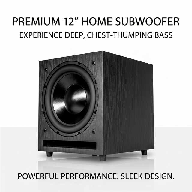 CHORDIO BW12D 12 Inch Deep Bass Active Subwoofer Professional Home Theater Audio Sound System