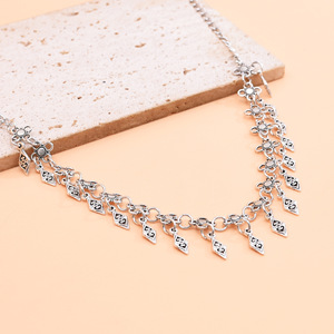 Collar de aleación minimalista con borla y cadena de bambú, estilo antiguo kazajo, accesorio étnico, regalo de <span class=keywords><strong>Kashgar</strong></span>, con diseño de retrato - Product Image 4