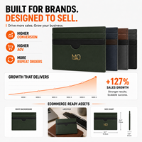 Cartera de Cuero Verde Oliva Personalizada para Hombre, para la Oficina y el Viaje, con Bolsillo para el Pulgar y Almacenamiento Delgado con Múltiples Ranuras, ODM
