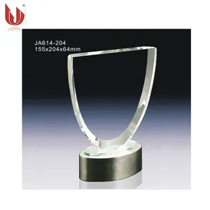 Barato al por mayor de encargo premio de cristal trofeo placa con Base de Metal para recompensa Logotipo de grabado