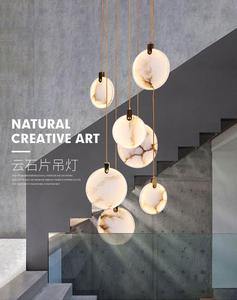 北欧風アイアンレストランペンダントライト、二重回転階段寝室ベッドサイドヴィラ、白大理石パーソナライズドシャンデリア - Product Image 3