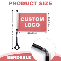 Drapeau de guidon de vélo personnalisé par sublimation, accessoires de VTT avec protection solaire extérieure, drapeaux montés sur véhicule
