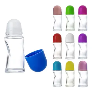 Empty Cosmetic Packaging Frosted Roller Ball Glass Bottle New Developed Glass Roll On Glass Bottle