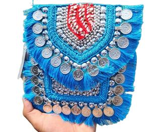 Pochette élégante carrée brodée à la main avec franges, mini sac à main, pochette pour téléphone portable, écologique, durable, capacité jusqu'à 1L - Product Image 1