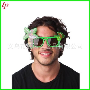 LPS0067 Gafas de Sol de Plástico con Diseño de Cocotero Tropical y Flamencos, Gafas de Fiesta Unisex, Accesorios para Playa, Hawaianas y Fiestas de Graduación - Product Image 3