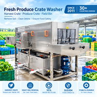 Grower Crate Washer Easy Clean Design Soil & Mud Rinse 304 SS Tunnel Cleaner for Fruit Packing Line