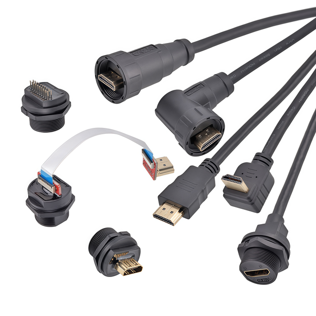 Waterproof for Connector with Cable Board Rear Socket 1m Threaded PCB Type 4K60HZ Motherboard HD IP67 PA66 Housing