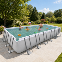 Piscine rectangulaire hors sol en acier 5,49x2,8x1,22m pour jardin familial, grande taille, vente en gros
