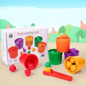 Juguetes Preescolares para el Reconocimiento de Colores, Juegos de Aprendizaje de Matemáticas, Conteo de Frutas con Vasos de Clasificación - Product Image 1