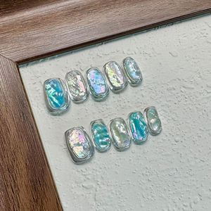 Cyberpunk Rêveur Violet Ongles Artificiels Faits À La Main Haut De Gamme Coquilles Irisées Nail Art Niche Argent <span class=keywords><strong>Original</strong></span> <span class=keywords><strong>Faux</strong></span> Ongles - Product Image 3
