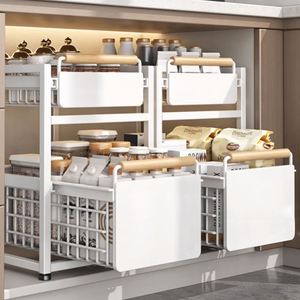 Bathroom Kitchen 2 Tier Under Sink Rack Shelf Double Layer Holder Cabinet <b>Storage</b> Organizer <b>Clothes</b> Sliding Drawer Bedroom - Product Image 6