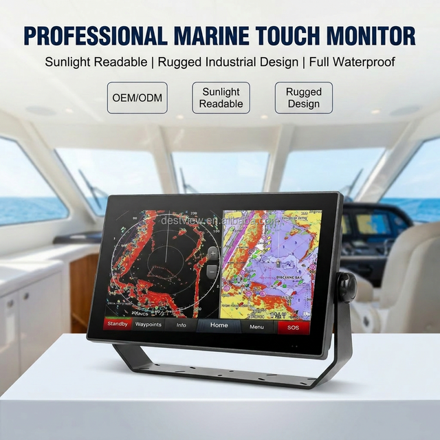 Industrially Waterproof IP67/IP68 Marine/Yachts/Food Grade Displays 1000Nits Outdoor AG+Glass Outdoor Touch Screen Monitor