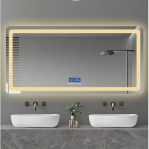 Lavabo de salle de bain rectangulaire moderne à <span class=keywords><strong>LED</strong></span> avec <span class=keywords><strong>miroir</strong></span> Bluetooth, indice de protection IP66, pour salon, hôtel ou appartement - Product Image 6