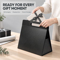 Sac cadeau noir mat, sac à poignée pliable, emballage en vrac OEM avec logo personnalisé pour les bijoux et les vêtements