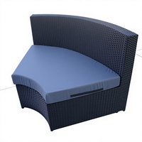 Outdoor-Sofa-Set Modulares PE-Rattan Rundes Tagesbett mit Blaugrauen Kissen Patio-Rattan Outdoor-Sofa-Set
