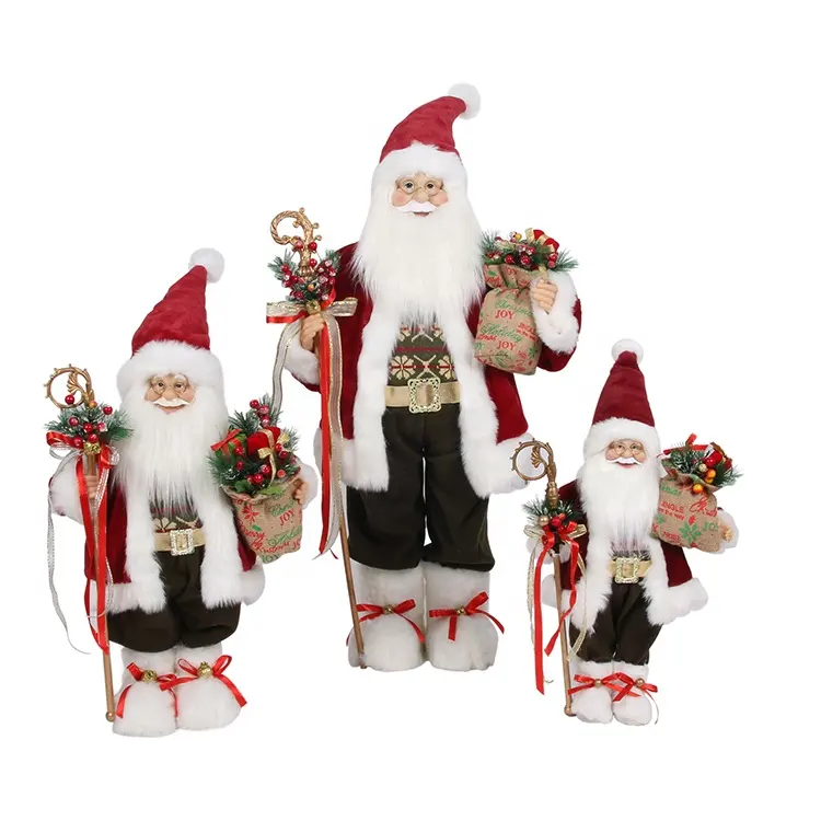 18" Inch Red Santa Clause Doll Papa Noel Holiday Collection Handmade Santa Claus Figurines With Christmas Gift Bags