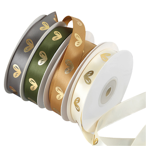 Rubans en satin personnalisés avec motif de cœurs en feuille d'or pour emballage cadeau, largeur 38 mm, ruban décoratif simple face en rouleau - Product Image 4