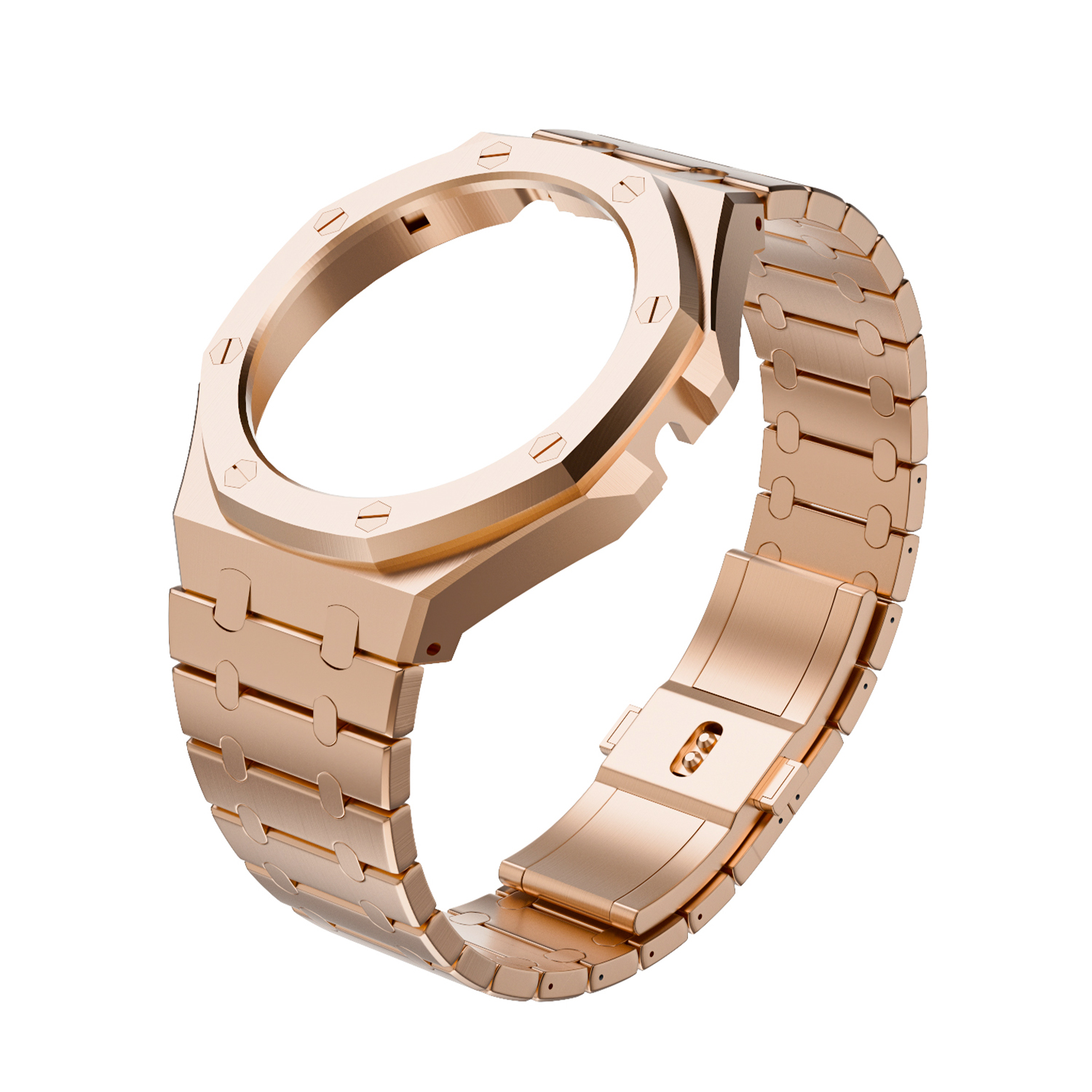 Or rose avec bracelet en acier inoxydable