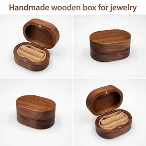 Caja de Joyería de Madera de Nogal Negro Grabada, Set de Regalo de Joyería de Madera, Artesanía de Madera Grabada para Anillos y Regalos de Boda - Product Image 4