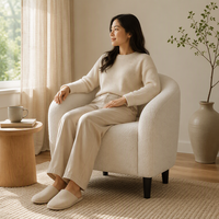Fauteuil club moderne en fausse fourrure Sherpa, fauteuil d'appoint d'angle individuel pour salon, idéal pour appartement et hôtel