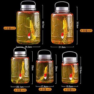 Jarra de Vino de Vidrio Grueso con Grifo, Gran Capacidad, Forma Cilíndrica, Tapa Metálica para Almacenamiento Doméstico - Product Image 3