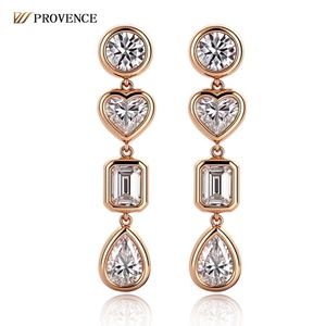 Real Solid 18k Gold Lab Created <b>Diamond</b> <b>Earring</b> Fashion <b>Dangle</b> <b>Earrings</b> CVD <b>Diamond</b> Designer <b>Earrings</b> Set Couple Christmas Gift - Product Image 1