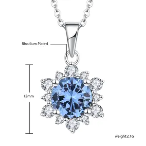 Fiançailles mariage cadeau éternité bijoux bleu pierre précieuse 925 argent Sterling personnalisé femmes zircon bijoux pendentif colliers ensembles