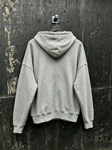 เสื้อสเวตเชิ้ตมีฮู้ดซิปหน้าสำหรับผู้ชาย ลายทาง ถักทอ แขนยาว ใส่ได้ในฤดูใบไม้ร่วง สีพื้น ไม่บุซับใน - Product Image 2