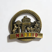 Fabricant d'aimants de réfrigérateur en métal personnalisés, aimant de réfrigérateur personnalisé en bronze en forme d'arche ronde de Madrid, souvenir de voyage, cadeau