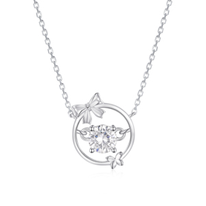 Venta Directa de Fábrica, Collar con Colgante de Plata de Ley 925, Sin Deslustre, con Circonita Cúbica Redonda 3A, para Mujer - Product Image 1