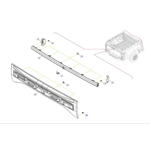 P154100000124 ชิ้นส่วนตกแต่งฝาครอบด้านหลังกล่องสัมภาระ <span class=keywords><strong>กันชน</strong></span>หลังรถ<span class=keywords><strong>กระบะ</strong></span>เหมาะสำหรับรถโฟตอน มาร์ส 7 ทันแลนด์ วี7 - Product Image 2