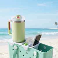 Organisateur de sac de plage en EVA personnalisé, imperméable, léger, durable, écologique, portable, avec plateau supérieur amovible et porte-gobelet
