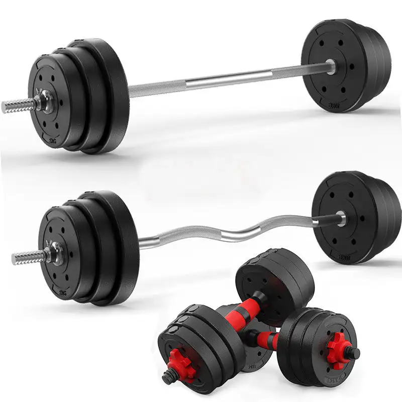 Gym Fitness Bodybuilding Gewicht Gusseisen verstellbare Lang hantel und 50 kg Hantel Set