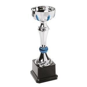 Trofeo decorazioni tazza H 225 MM Design blu UV acrilico cristallo di legno placcato oro ferro di bambù medaglia fiera omaggi - Product Image 1